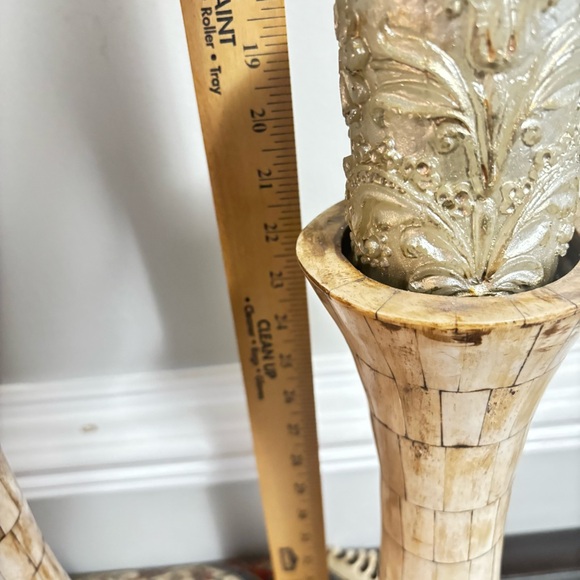 Vintage Bone inlay Candle Holders Set of 3 Gorgeous Excellent condition - Picture 7 of 9